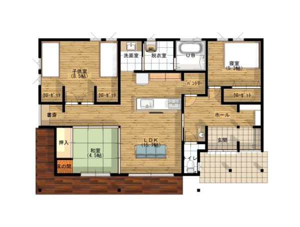 平屋の内観を決める際のポイント クラッチの注文住宅の間取り