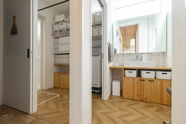 家族構成に合わせた、水廻りスペース